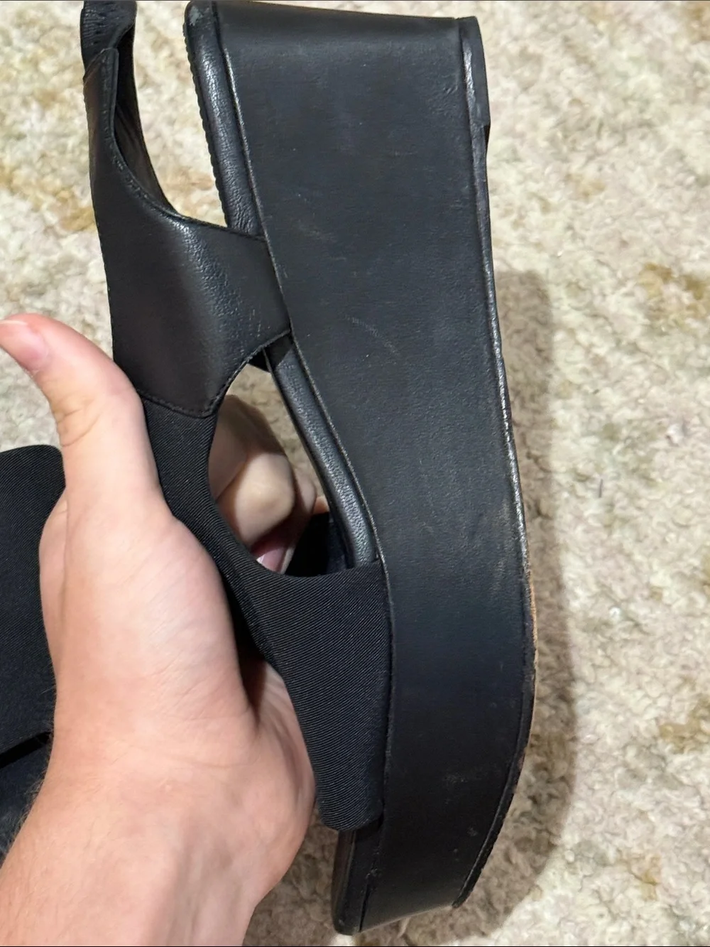 Eileen Fisher Black Stretch Slingback Wedge Sandals